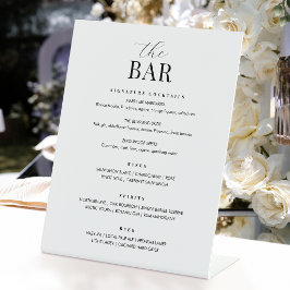 Expositor En L Menú de Bar de Boda Elegante Chic Minimalista Blan