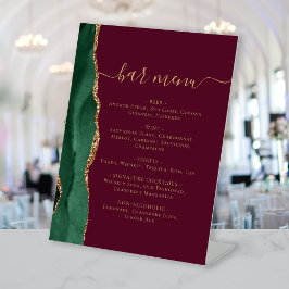 Expositor En L Menú de Bar de Boda Esmeralda Verde Dorado Ágata B