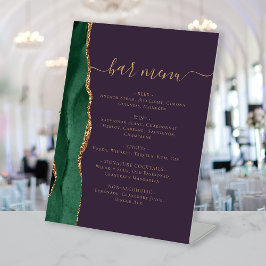Expositor En L Menú de Bar de Boda Esmeralda Verde Dorado Ágata P