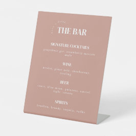 Expositor En L Menú de Bar de Boda Moderno en Rosa Polvo