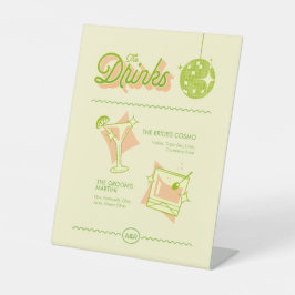 Expositor En L Menú de Bar de Boda Retro Disco