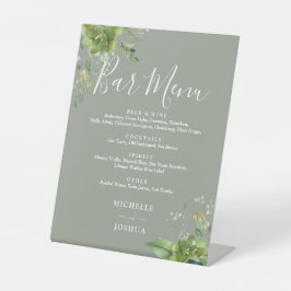 Expositor En L Menú de Bar de Boda Verde Menta Floral Verde