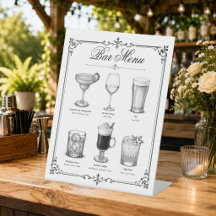 Menú de Bar de Cocktail Caligrafía Clásica para Bo