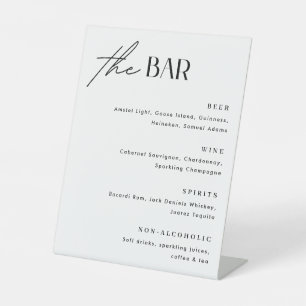Expositor En L Menú de Bar Minimalista para Bodas