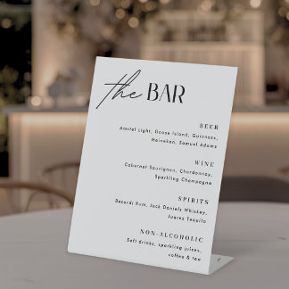 Expositor En L Menú de Bar Minimalista para Bodas