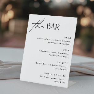 Expositor En L Menú de Bar Minimalista para Bodas