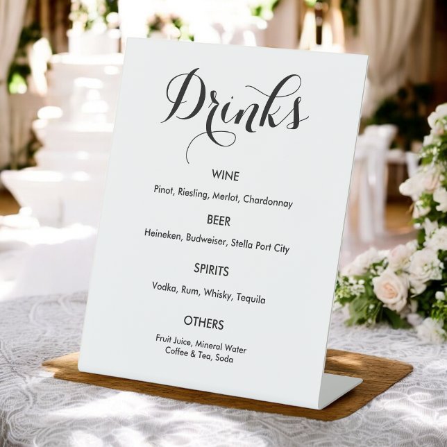 Expositor En L Menú de barra de bebidas Boda blanco negro (Subido por el creador)