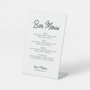 Expositor En L Menú de barras Boda de bebidas alcohólicas Minimal
