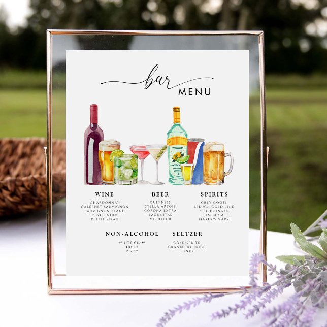 Expositor En L Menú de barras Boda moderno Bebidas con firma (Subido por el creador)