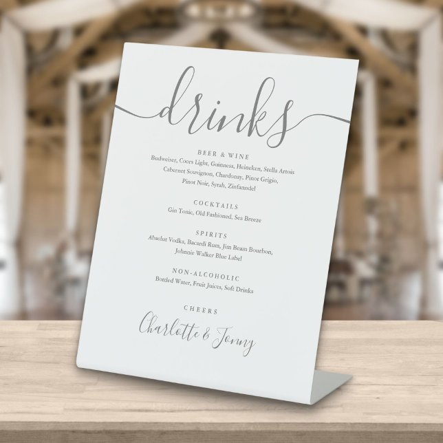 Expositor En L Menú de Bebidas con Letra de Firma Gris y Blanco (Subido por el creador)