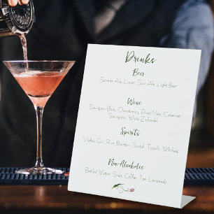 Expositor En L Menú de bebidas con tulipanes rosas
