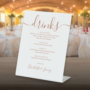 Expositor En L Menú de Bebidas de Boda Terracotta Letra Signature