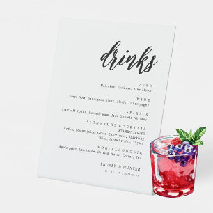 Expositor En L Menú de bebidas del menú Boda de guiones rusos