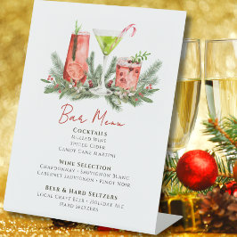 Expositor En L Menú de bebidas festivas de boda de invierno en el