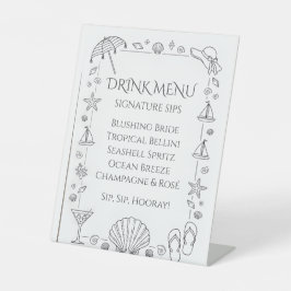 Expositor En L Menú de Bebidas para Despedida de Soltera Seashell