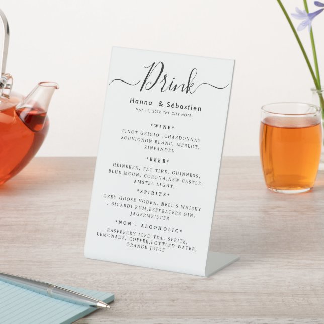 Expositor En L Menú de Bebidas Recepción de Boda (In Situ)