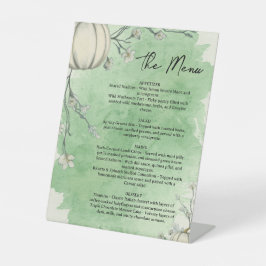 Expositor En L Menú de Boda de Calabaza de Otoño Verde Rústico