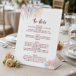 Expositor En L Menú de boda del 4 de julio, Menú minimalista