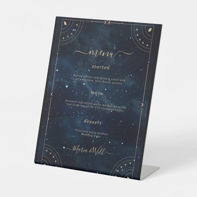 Expositor En L Menú de boda elegante noche estrellada (Anverso)