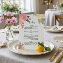 Menú de boda floral, Menú minimalista
