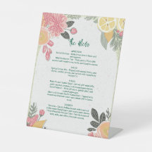 Menú de boda floral, Menú minimalista