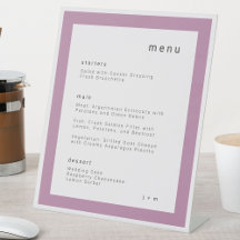 Menú de boda lila malva Soporte Sign