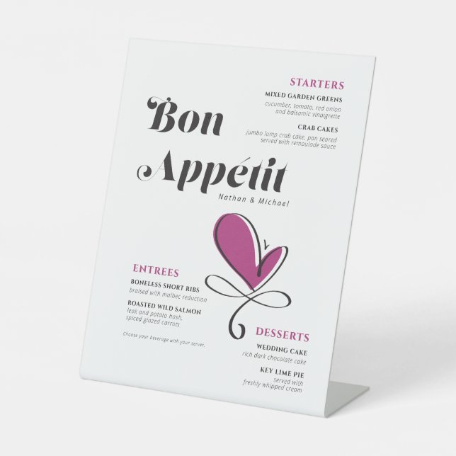 Expositor En L Menú de cena Boda Bon Appetit (Anverso)