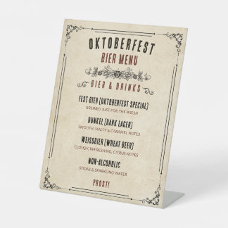 Expositor En L Menú de cerveza de la cervecería Vintage Oktoberfe
