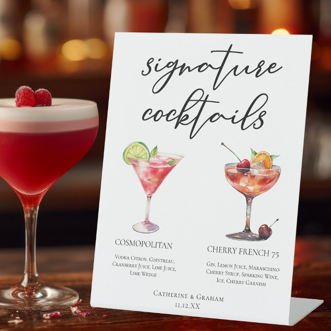 Expositor En L Menú de cócteles Cosmopolitan Cherry French 75 (Subido por el creador)