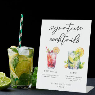 Expositor En L Menú de cócteles de la firma Dirty Shirley Mojito