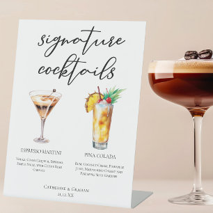 Expositor En L Menú de cócteles Espresso Martini Pina Colada