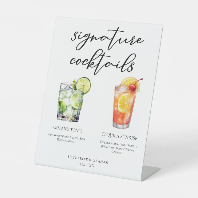 Expositor En L Menú de cócteles Gin and Tonic Tequila Sunrise (Anverso)