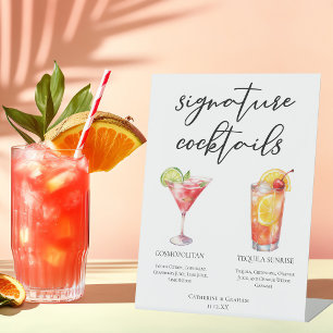 Expositor En L Menú de Cócteles Tequila Sunrise Cosmopolitan