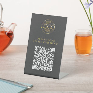 Expositor En L Menú de código QR de logotipo comercial personaliz