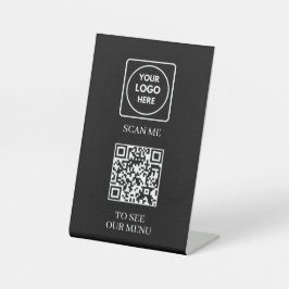 Expositor En L Menú de código QR negro | Logotipo moderno sin con