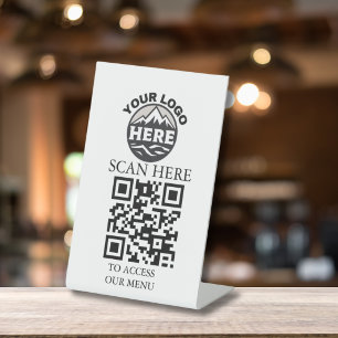 Expositor En L Menú de código QR personalizado con logotipo en pe