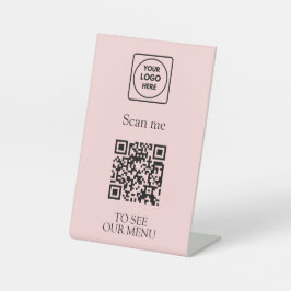 Expositor En L Menú de código QR rosa | Logotipo moderno sin cont