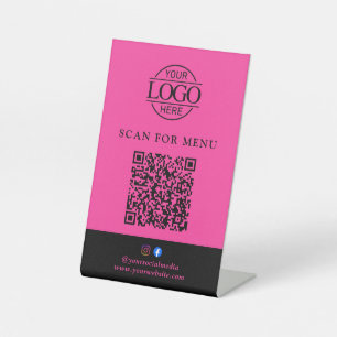 Expositor En L Menú de código QR sin contacto de logotipo de nego