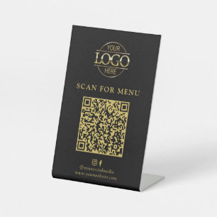 Expositor En L Menú de código QR sin contacto de logotipo de nego