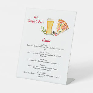 Expositor En L Menú de fiesta de pizza y cerveza