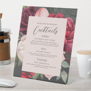 Expositor En L Menú de la barra de ramillete floral romántico