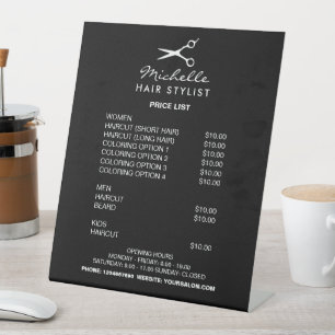 Expositor En L Menú de lista de precios de peluquería de peluquer