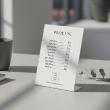 Menú de lista de precios Logotipo personalizado pa