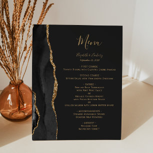 Expositor En L Menú de Mesa de Boda Elegante Negro y Dorado