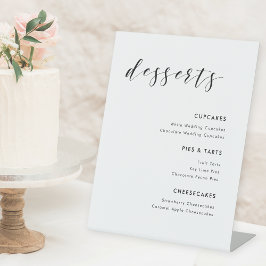 Expositor En L Menú de Postres de Boda con Caligrafía Moderna