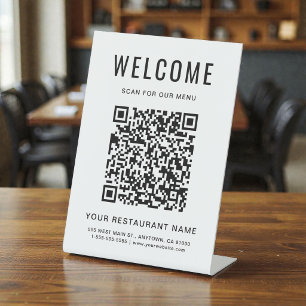 Expositor En L Menú de restaurante con código QR moderno en mesa