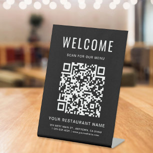 Expositor En L Menú de restaurante con código QR moderno negro en
