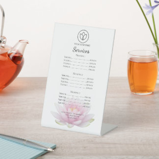Expositor En L Menú de Servicios de Spa y Salón de la Flor de Lot