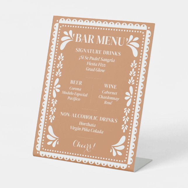 Expositor En L Menú del bar Papel Picado Rótulo Peatonal Fiesta M (Anverso)