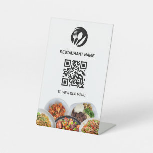 Expositor En L Menú digital con logotipo de restaurante Código QR